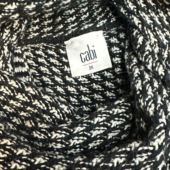 CABI Women’s Black White Split Stripe Fergie Turtleneck Sweater Size Medium Styl - Picture 4 of 6